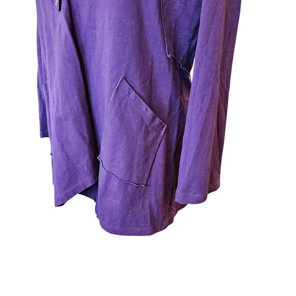 Habitat Womens M Purple Cardigan Sweater Jersey Knit Stretch 1 Button Lagenlook - Picture 2 of 9
